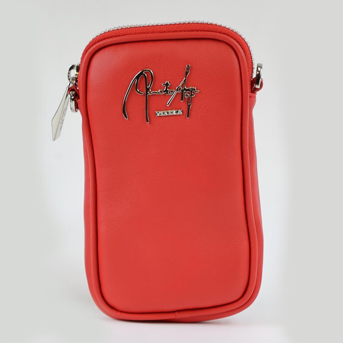 Mini-Tasche - Handy Umhängetasche rot Leder